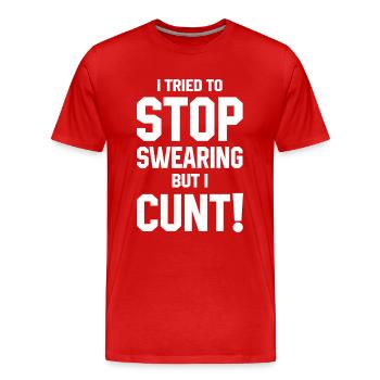 Arrêtez de jurer - T-shirt bio Premium Homme - rouge - Devant - Damien (186cm)