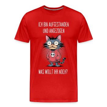 I got up and dressed cat humor - Men's Premium Organic T-Shirt - red - Front - Damien (186cm)