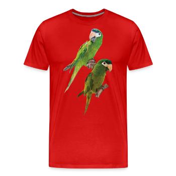The Noble Macaw - Men's Premium Organic T-Shirt - red - Front - Damien (186cm)