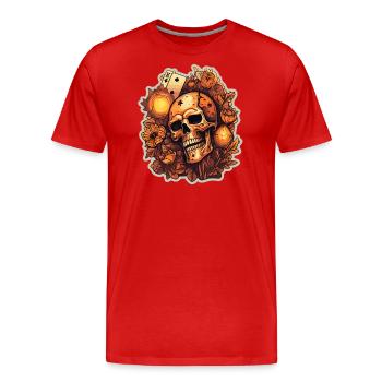 Cool Skull Skull Flower Playing Cards - Men's Premium Organic T-Shirt - red - Front - Damien (186cm)