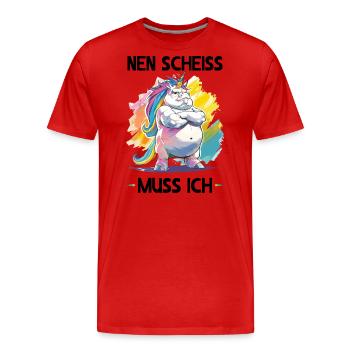 Unicorn Unicorn Magical Shit I Have to - Men's Premium Organic T-Shirt - red - Front - Damien (186cm)