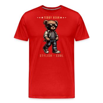 Teddy Bear Stylish und Cool - Männer Premium Bio T-Shirt - Rot - Vorne - Damien (186cm)