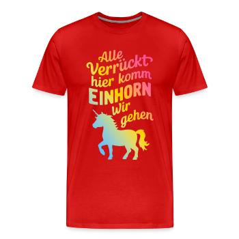 Einhorn Einhörner Fabelwesen Mystisch - Männer Premium Bio T-Shirt - Rot - Vorne - Damien (186cm)