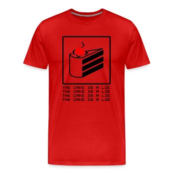 THE CAKE IS A LIE - T-shirt bio Premium Homme - rouge - Devant - Damien (186cm)