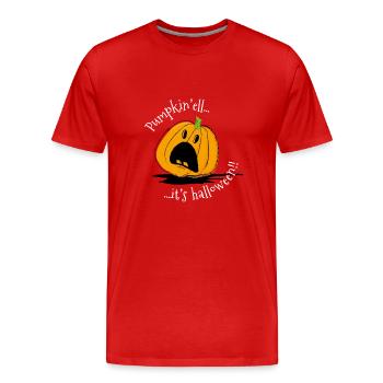 Pumkin'ell it's Halloween! - Men's Premium Organic T-Shirt - red - Front - Damien (186cm)