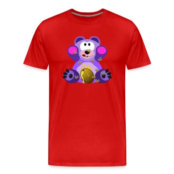 Teddybaer und Honig in Lila - Männer Premium Bio T-Shirt - Rot - Vorne - Damien (186cm)