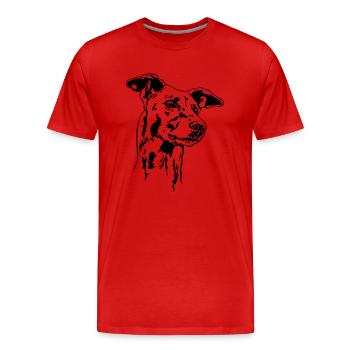 GREYHOUND Portrait Greyhound Greyhounds Wilsigns - T-shirt bio Premium Homme - rouge - Devant - Damien (186cm)