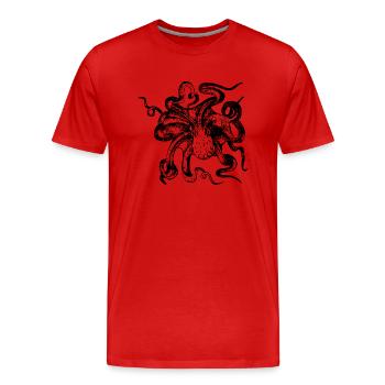 Krake - Männer Premium Bio T-Shirt - Rot - Vorne - Damien (186cm)