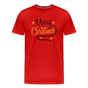 text design logo tanne sterne frohe christmas weih - Männer Premium Bio T-Shirt - Rot - Vorne - Damien (186cm)