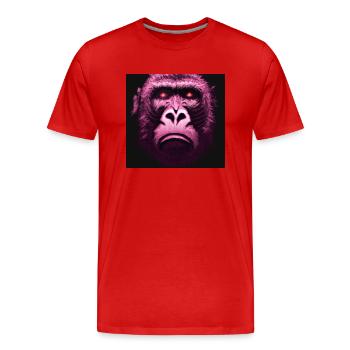 The Sad Monkey - Portrait d’animaux Style Pop Art - T-shirt bio Premium Homme - rouge - Devant - Damien (186cm)