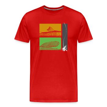 Modell 26 - Forelle und Äsche - Männer Premium Bio T-Shirt - Rot - Vorne - Damien (186cm)