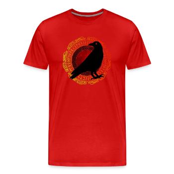 Rabe Edda Wikinger Runen - Männer Premium Bio T-Shirt - Rot - Vorne - Damien (186cm)