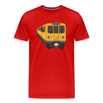 Gelber Zug - Männer Premium Bio T-Shirt - Rot - Vorne - Damien (186cm)