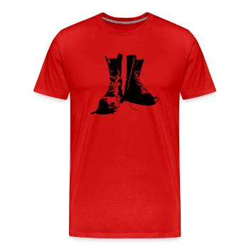 chaussures highheels schoes flipflops boots bottes19 - T-shirt bio Premium Homme - rouge - Devant - Damien (186cm)