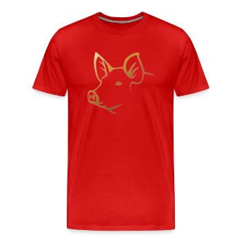Schwein - Schweinekopf Bauernhof Tier - Männer Premium Bio T-Shirt - Rot - Vorne - Damien (186cm)