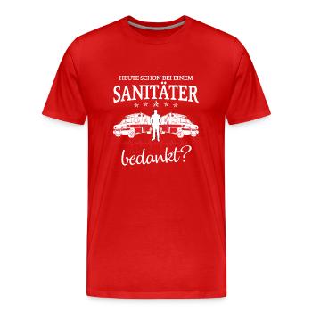 Rettungsdienst Shirt · Sanitäter · Heute bedanken - Männer Premium Bio T-Shirt - Rot - Vorne - Damien (186cm)