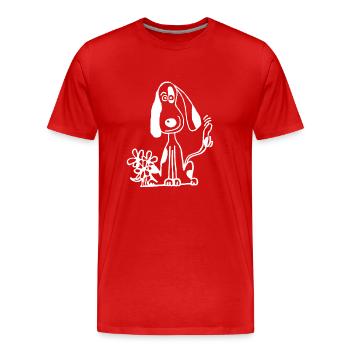 Chien doux avec un cadeau de regard de teckel - T-shirt bio Premium Homme - rouge - Devant - Damien (186cm)