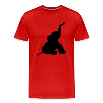 silhouette shadow outline elephant small sitting s - Men's Premium Organic T-Shirt - red - Front - Damien (186cm)