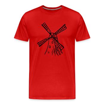 Moulin à vent vintage classique - T-shirt bio Premium Homme - rouge - Devant - Damien (186cm)
