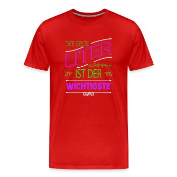 bday tasse verschlafen geburtstagsgeschenkidee - Männer Premium Bio T-Shirt - Rot - Vorne - Damien (186cm)