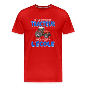 Conduire Un Tracteur Cadeau Garçon - T-shirt bio Premium Homme - rouge - Devant - Damien (186cm)