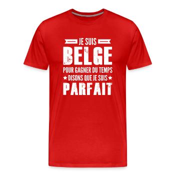 belge parfait / humour belge - T-shirt bio Premium Homme - rouge - Devant - Damien (186cm)