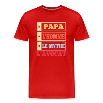 Papa l'homme le mythe l'avocat t-shirt - T-shirt bio Premium Homme - rouge - Devant - Damien (186cm)