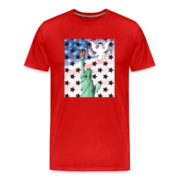 USA, Statue of Liberty - Men's Premium Organic T-Shirt - red - Front - Damien (186cm)