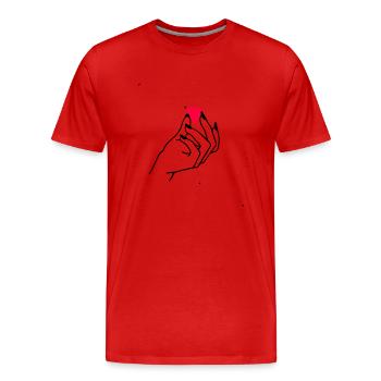 Main coeur - T-shirt bio Premium Homme - rouge - Devant - Damien (186cm)