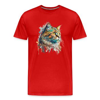 Beau chat - T-shirt bio Premium Homme - rouge - Devant - Damien (186cm)