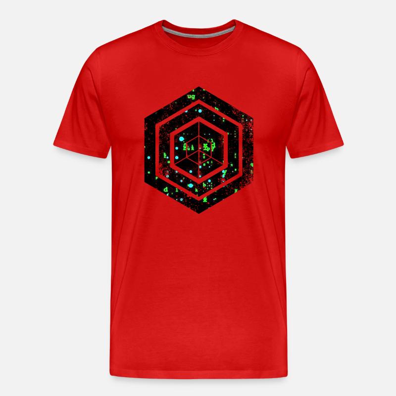 hexagon programming programmer coding geometric - Men's Premium Organic T-Shirt - red
