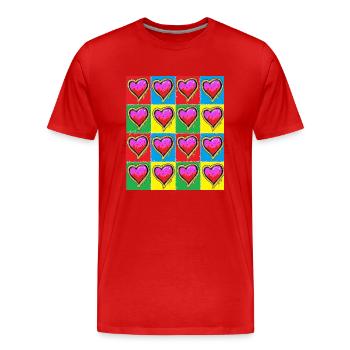Subway Graffiti Hearts - Men's Premium Organic T-Shirt - red - Front - Damien (186cm)