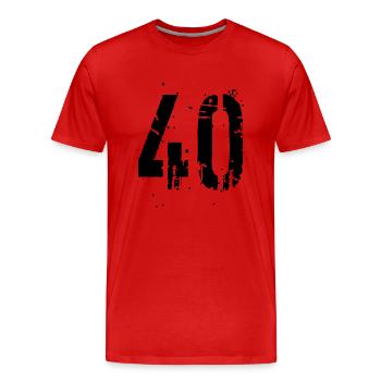 40 Nombre 40 - T-shirt bio Premium Homme - rouge - Devant - Damien (186cm)