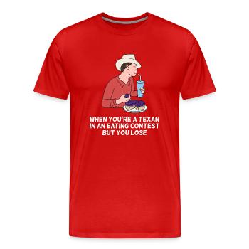 Essenswettbewerb Texas Design für stolze Texaner - Männer Premium Bio T-Shirt - Rot - Vorne - Damien (186cm)