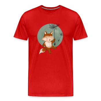 Petit renard vole avec du pissenlit - T-shirt bio Premium Homme - rouge - Devant - Damien (186cm)