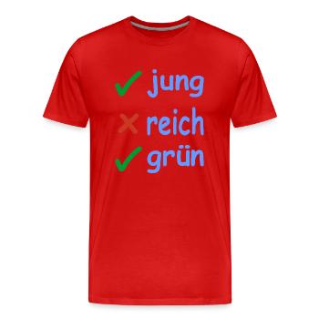 jung reich grün Version 2 - Männer Premium Bio T-Shirt - Rot - Vorne - Damien (186cm)