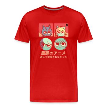 The Worst Anime That Was Never Produced - Men's Premium Organic T-Shirt - red - Front - Damien (186cm)