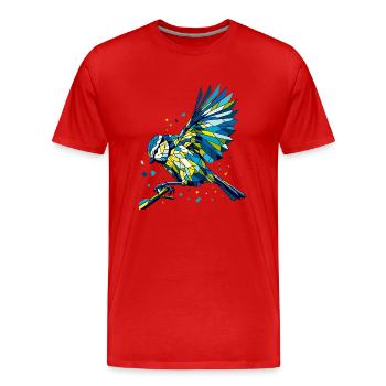 Blaumeise Polygon bunt - Männer Premium Bio T-Shirt - Rot - Vorne - Damien (186cm)