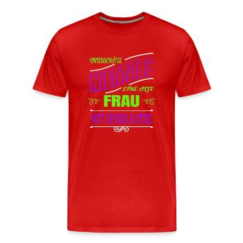 Quote Glasses Geek Big Cat Animal Appreciation - Men's Premium Organic T-Shirt - red - Front - Damien (186cm)