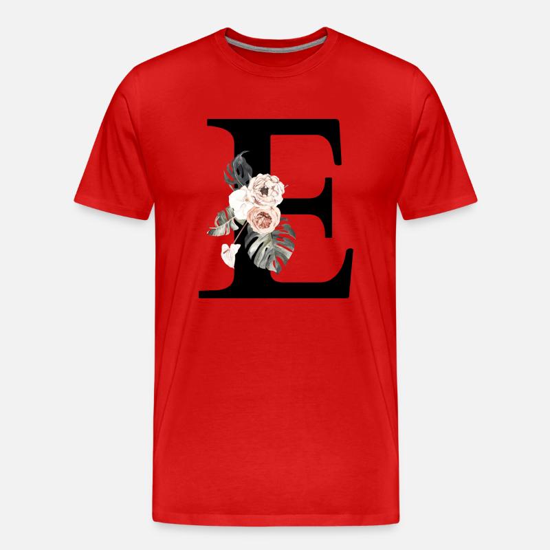 Tropischer Blumenbuchstabe E - Männer Premium Bio T-Shirt - Rot