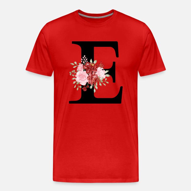 Roter Blumenbuchstabe E - Männer Premium Bio T-Shirt - Rot