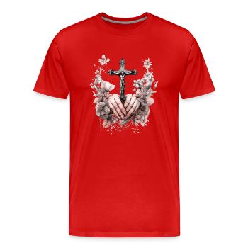 Jésus Bible Religion Chrétienne Croix Chrétienne Chrétienne - T-shirt bio Premium Homme - rouge - Devant - Damien (186cm)