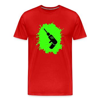 bohrmaschine klecks handwerker - Männer Premium Bio T-Shirt - Rot - Vorne - Damien (186cm)