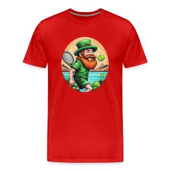Saint-Patrick Shamrock Tennis - T-shirt bio Premium Homme - rouge - Devant - Damien (186cm)
