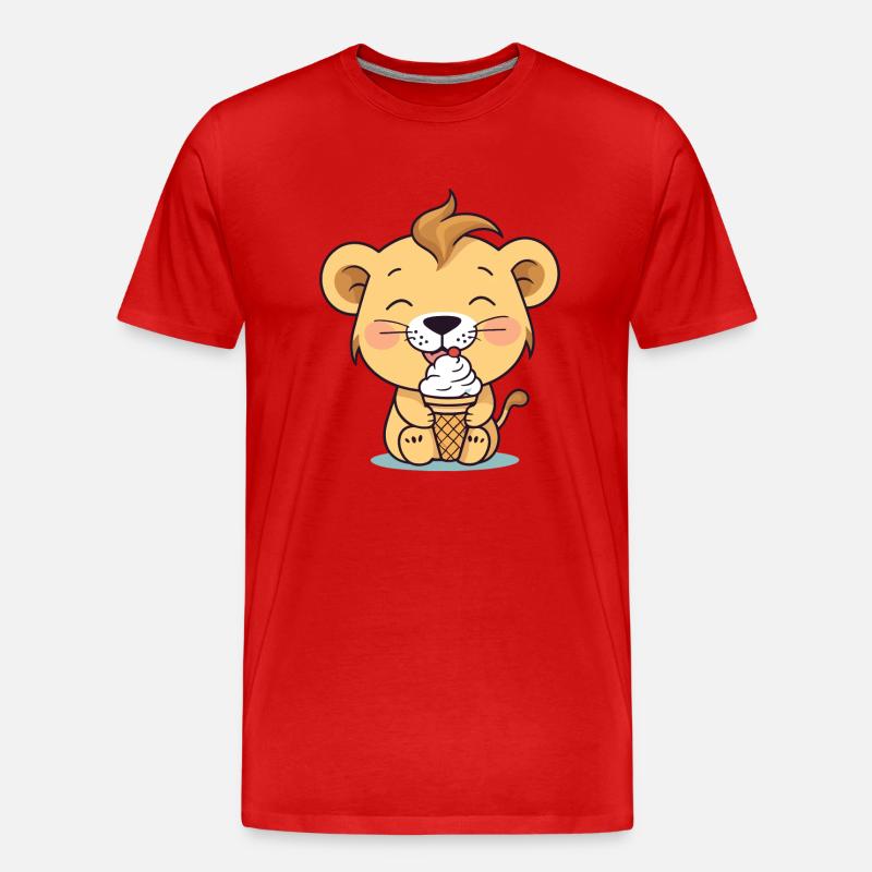 Löwe isst eis - Männer Premium Bio T-Shirt - Rot
