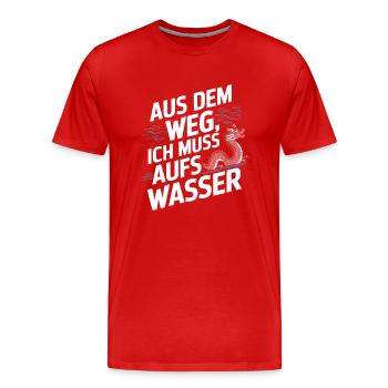 Aus dem Weg, ich muss aufs Wasser - Männer Premium Bio T-Shirt - Rot - Vorne - Damien (186cm)