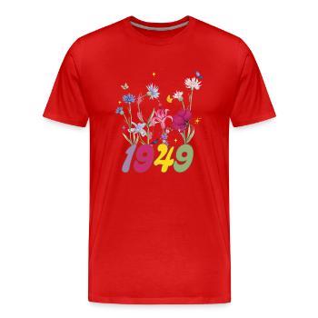 Geburtsjahr 1949 Wildblumen - Männer Premium Bio T-Shirt - Rot - Vorne - Damien (186cm)