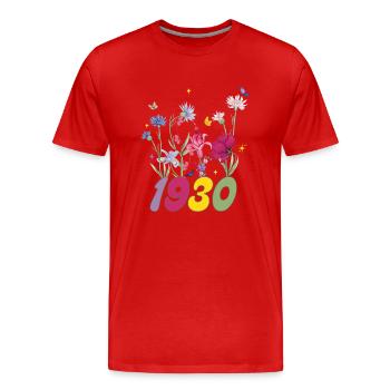 Geburtsjahr 1930 Wildblumen - Männer Premium Bio T-Shirt - Rot - Vorne - Damien (186cm)