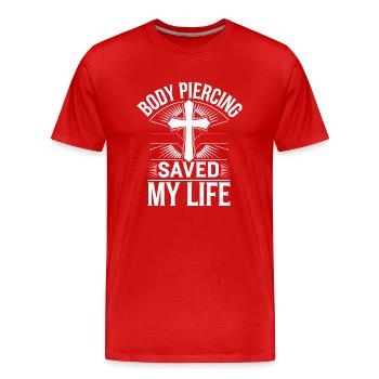 Une foi profonde avec style - T-shirt bio Premium Homme - rouge - Devant - Damien (186cm)