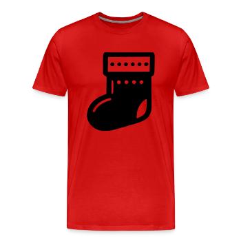 Christmas Sock Icon - Men's Premium Organic T-Shirt - red - Front - Damien (186cm)